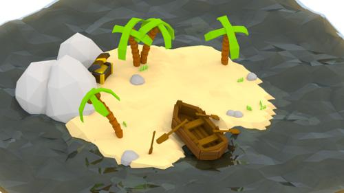 Deserted low poly island preview image